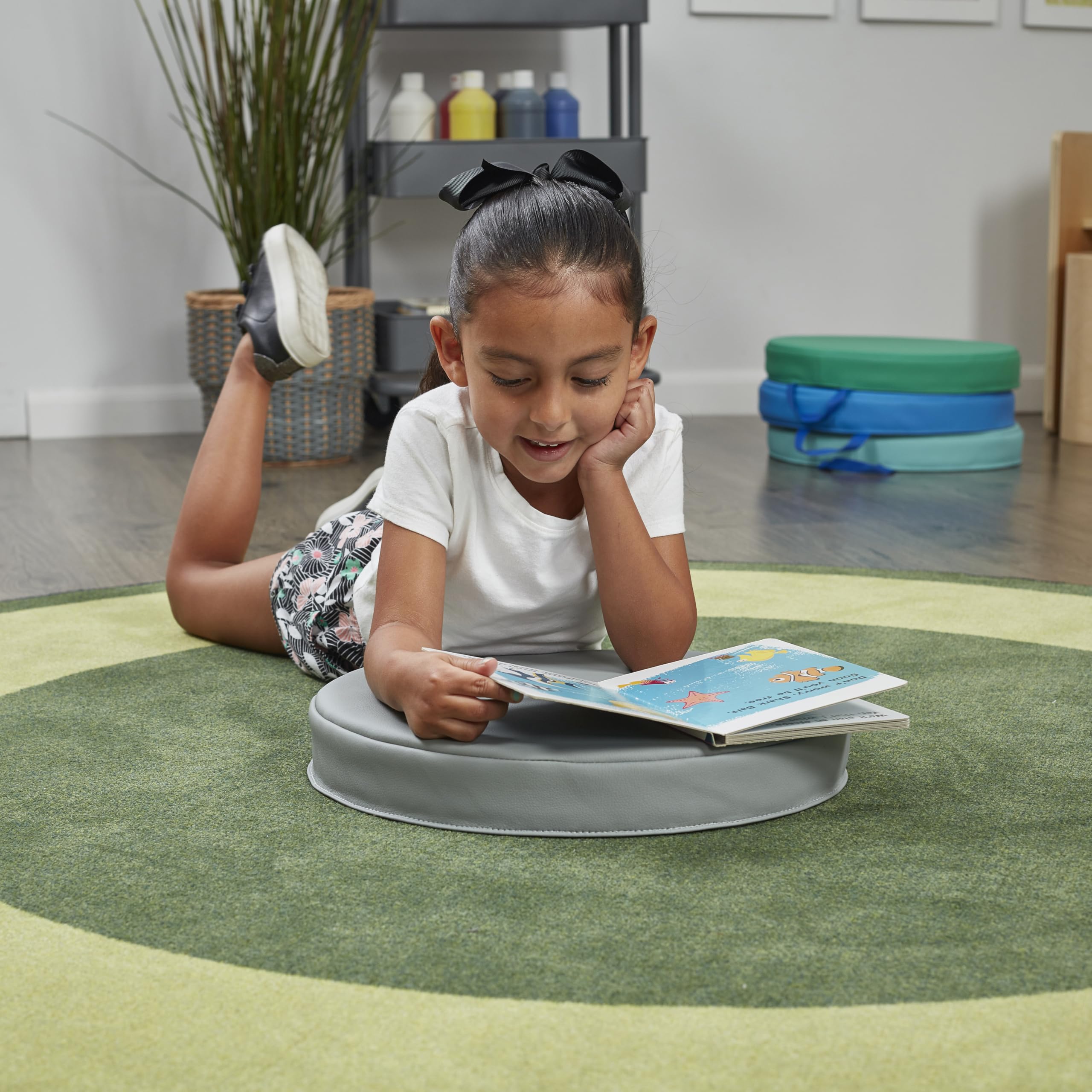 Factory Direct Partners SoftScape 15 inch Square Classroom Floor Cushions with Handles; Flexible Seating for Daycare, Preschool, Playroom; 2 inch Thick Deluxe Foam (6-Piece) - Assorted, 12228-AS