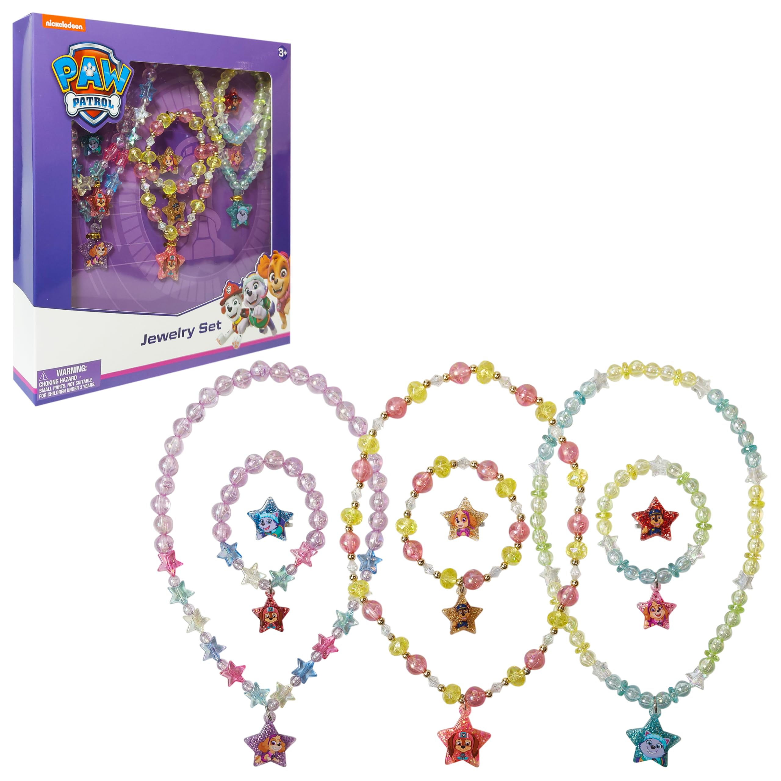 LUV HER Paw Patrol Girl's Jewelry Set - Dress up Toy Jewelry Box Set with Bead Necklace, Bracelet and Ring - Play Accessories - Ages 3+