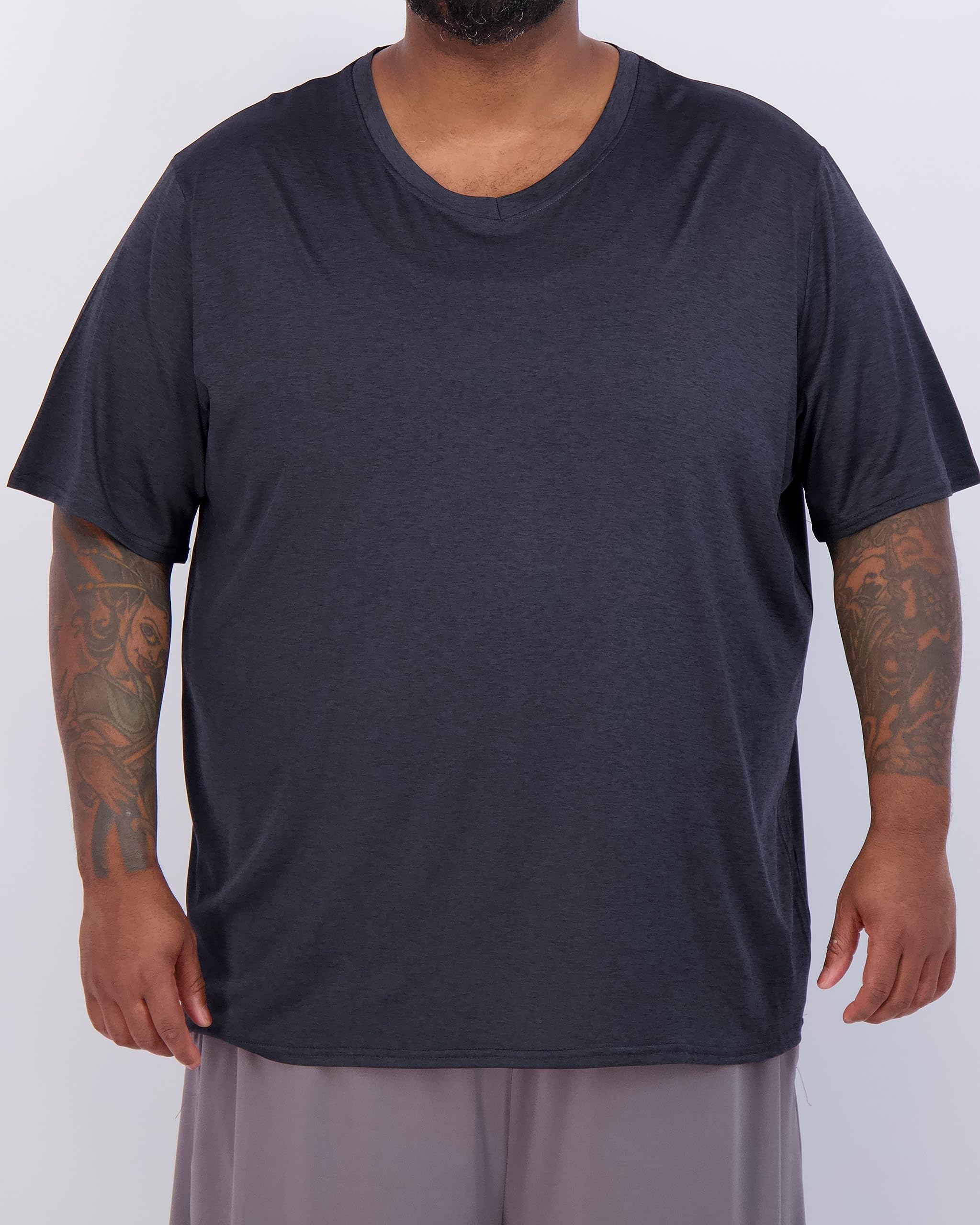Real Essentials 3 Pack: Men's Big & Tall Short Sleeve V-Neck Athletic T-Shirt Dry-Fit Workout Shirts Moisture Wicking (3X-5X)
