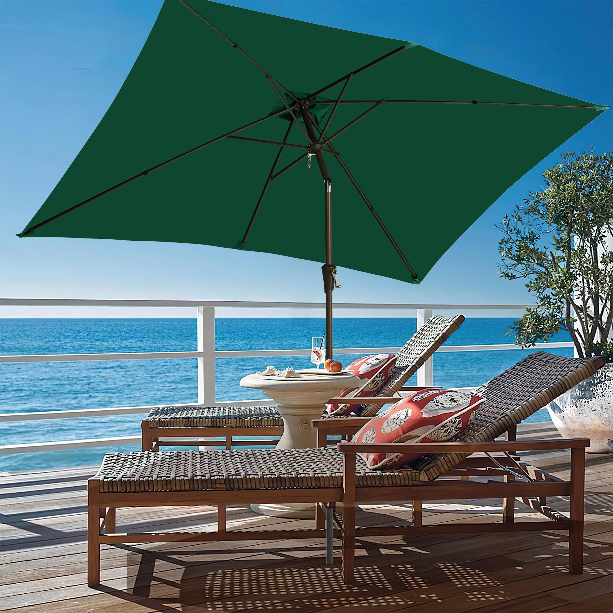 Ayge 6.5x10FT Rectangular Patio Umbrella Outdoor Table Umbrella w/Push Button Tilt & Crank Rectangle Market Umbrella UV Protection for Garden,Deck,Lawn,Yard & Pool,Beige
