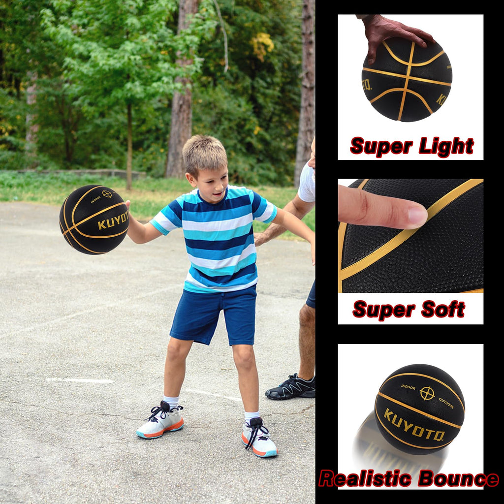 KUYOTQ Kids Youth Adult Size 3/4/5/6/7 (22/25.5/27.5/28.5/29.5") Basketball Premium Rubber or Faux Leather Basketball Indoor Outdoor Basketball for Boys Girls Womens Mens Basketball Gifts (Deflated)