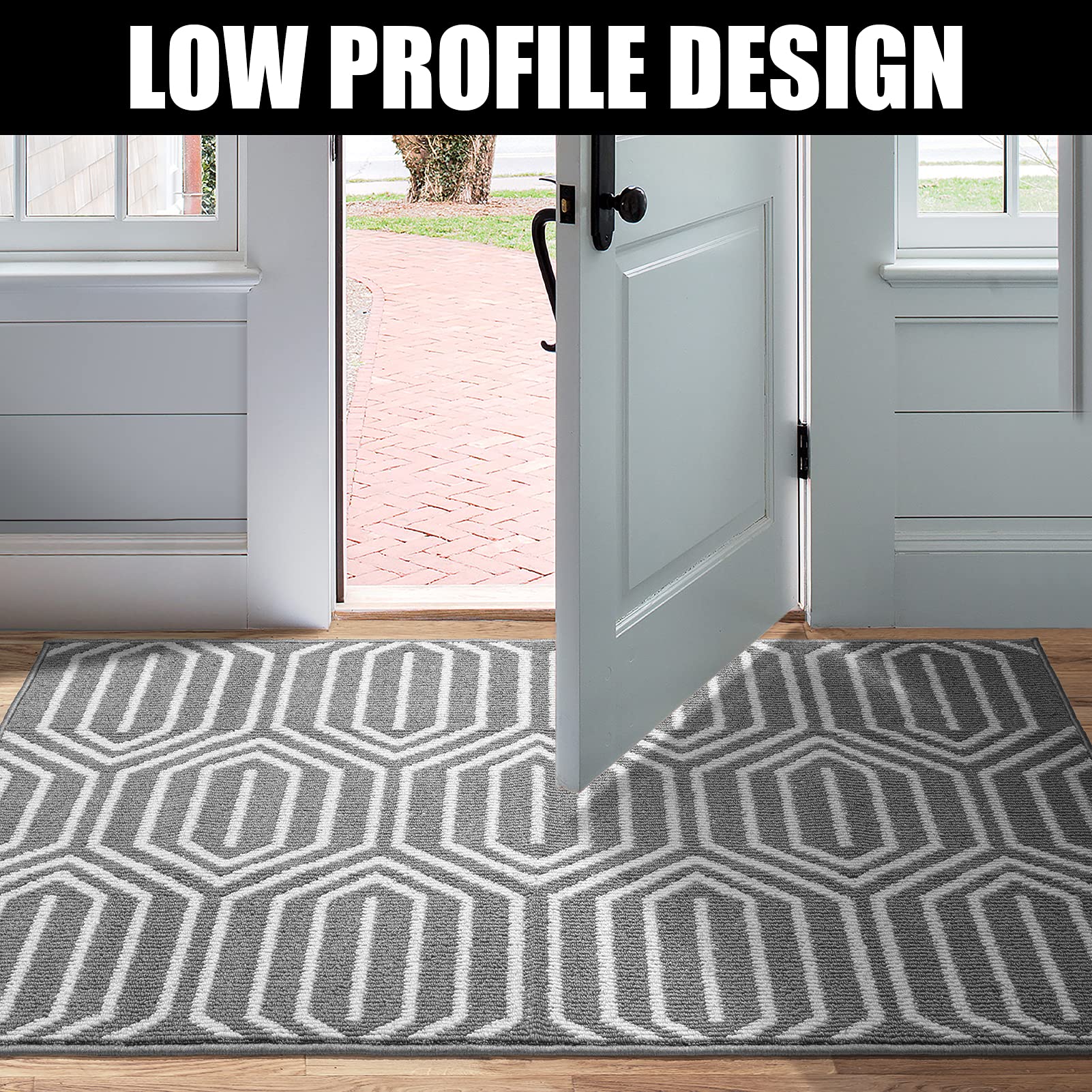 Indoor Doormat 24"x 36", Absorbent Front Back Door Mat Floor Mats, Rubber Backing Non Slip Door Mats Inside Mud Dirt Trapper Entrance Door Rug Carpet, Machine Washable Low Profile-Brown Time Cloister