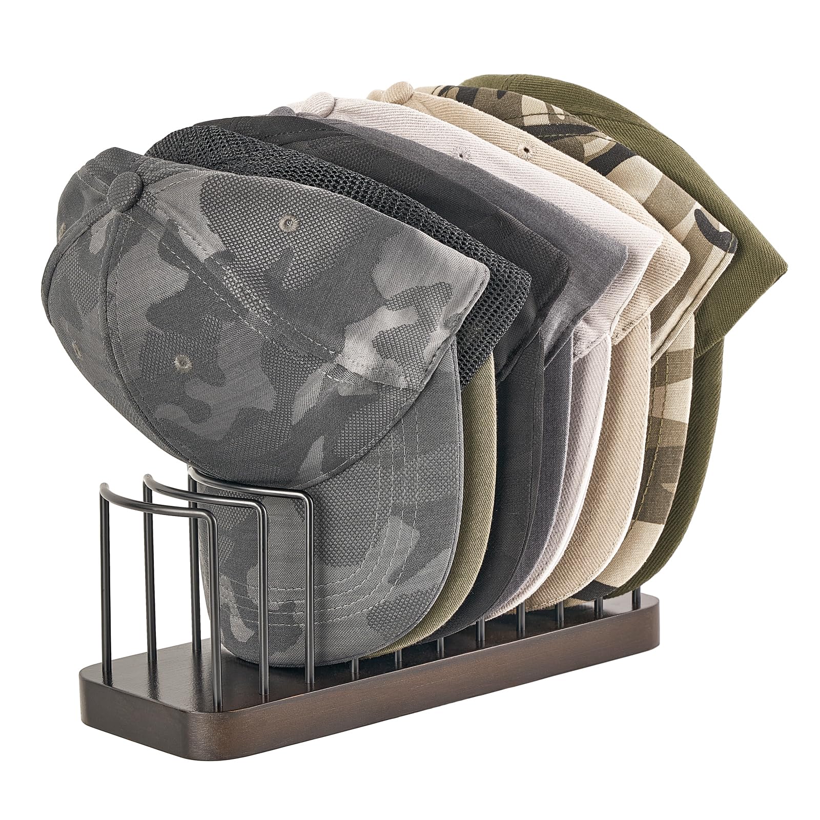 Mkono Hat Organizer for Baseball Caps, Set of 1 Hat Holder for 10 Baseball Caps, Tabletop Hat Rack Stand Hat Storage Display Baseball Cap Organizer for Desk Closet Shelf Dresser