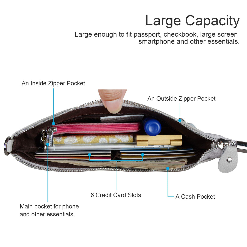 befen Genuine Leather Wristlet Clutch Wallet Purses Small Crossbody Bags for Women with RFID Blocking Card Slots