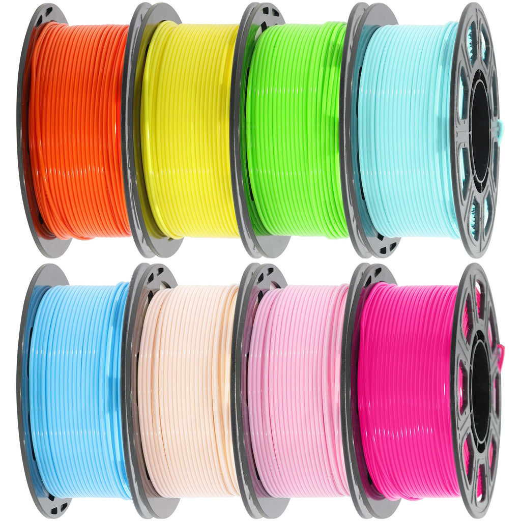 1.75mm PLA 3D Printer Filament Bundle: Glow in Dark Green/Blue/Purple/Rainbow, One Spool Clear Multi Colored, Each Spool 250g, Total 1.25Kg 3D Printing Material, 250g x 5 Spools Glow in Dark PLA