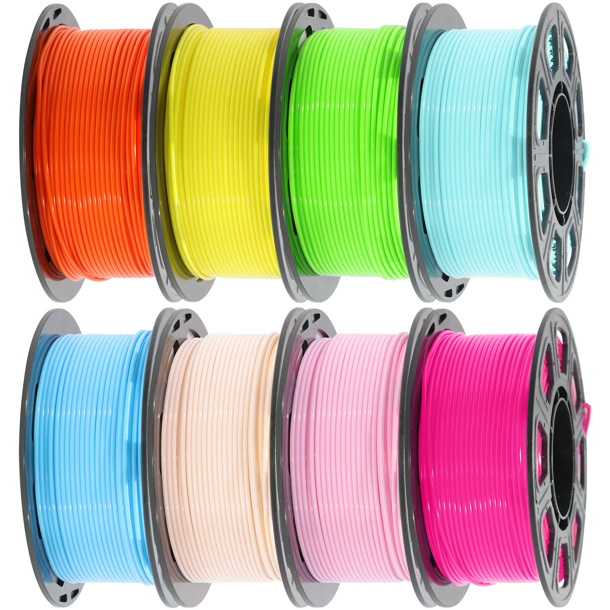 1.75mm PLA 3D Printer Filament Bundle: Glow in Dark Green/Blue/Purple/Rainbow, One Spool Clear Multi Colored, Each Spool 250g, Total 1.25Kg 3D Printing Material, 250g x 5 Spools Glow in Dark PLA