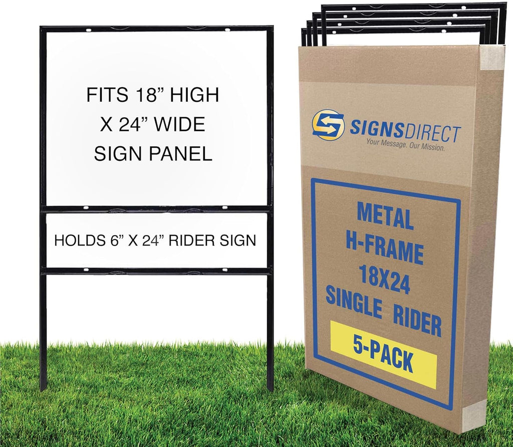 5-pack of 24"x18" Slide-in Real Estate Sign H-Frame With Rider