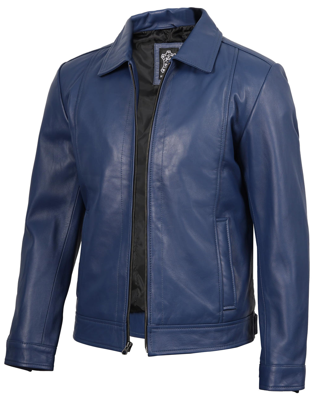 Decrum Vintage Style Mens Leather Jacket - Real Lambskin Classic Shirt Collar Leather Jackets for Men