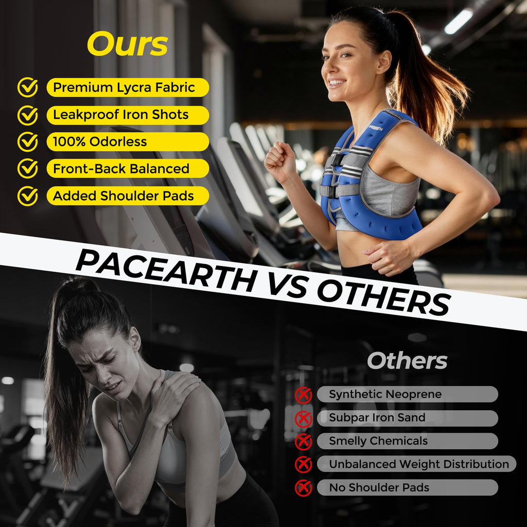 PACEARTH Weighted Vest,6lb/8lb/10lb/12lb/16lb/20lb/25lb/30lb Weight Vest with Reflective Stripe, Body Weight Vests for Women, Men, Weight Loss Workout, Strength Training, Running, Walking, Jogging