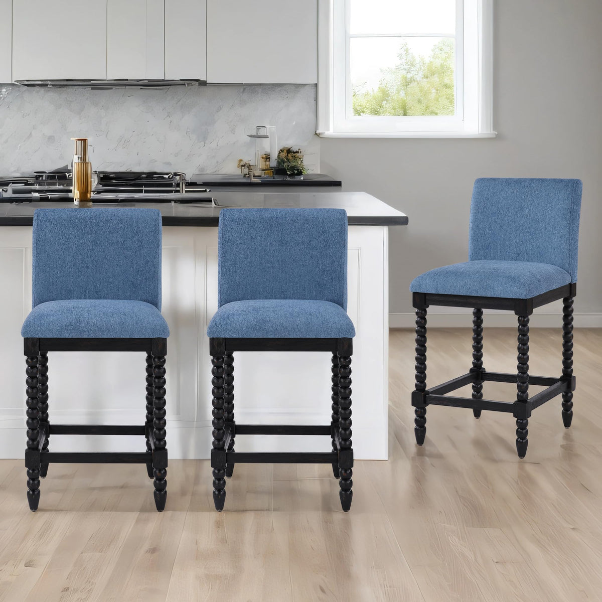 DUHOME Spindle Counter Stool with Padded Spring Seat,Wooden Bar Stools Farmhouse 26 Inch Counter Height Stools Chairs with Spindle Back for Kitchen Island