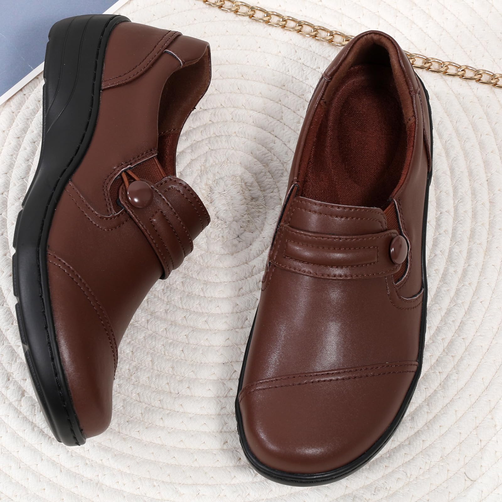 QAE Loafers for Women Orthopedic Loafers for Women Comfortable Women's Flat Slip-Ons Shoes for Dress Work Business Casual