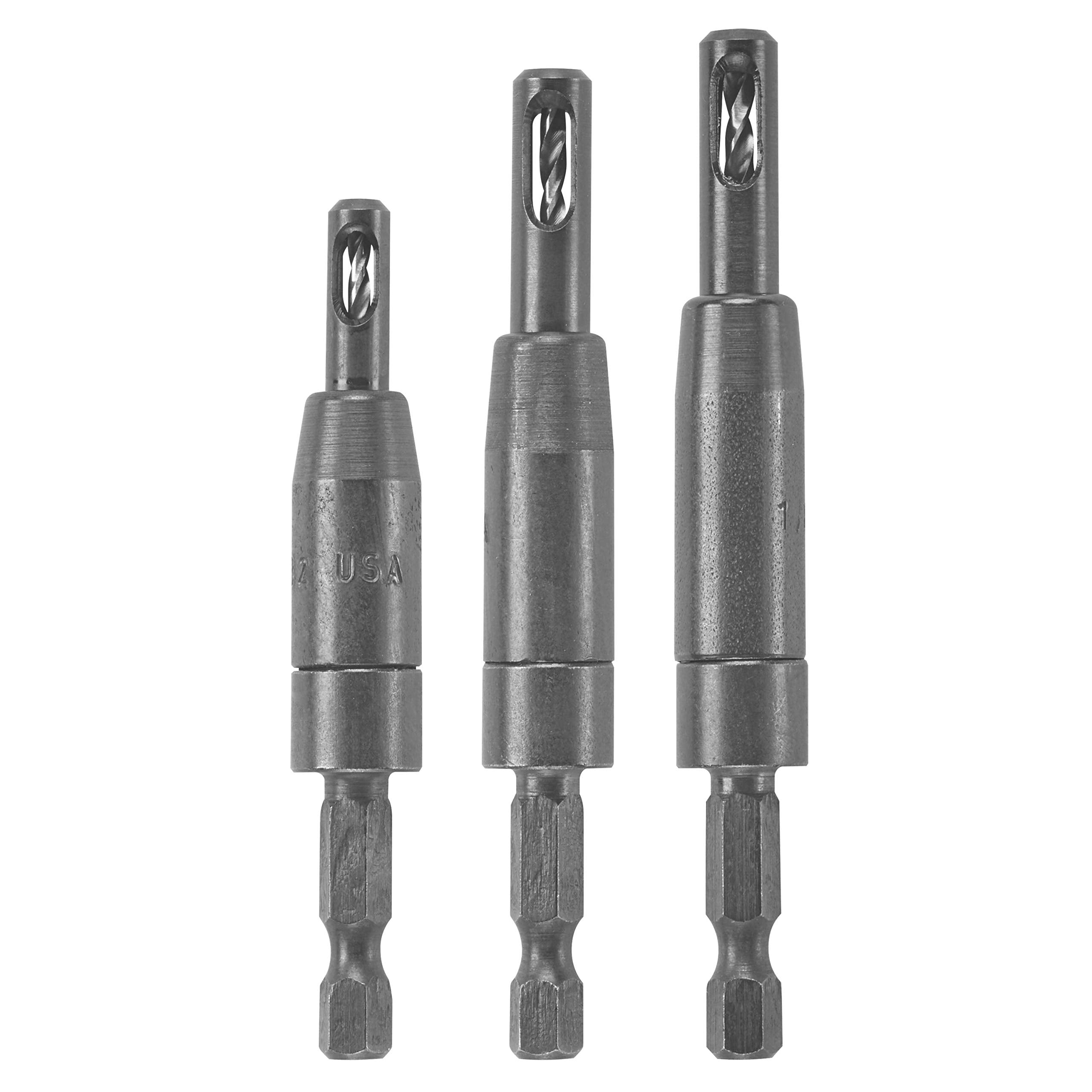 BOSCH CC2430 Clic-Change 1/4 in. Self-Centering Drill Bit Assortment, Woodworking Tools, Drill Bit Set (3-Piece)