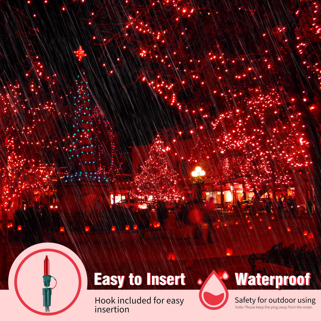 Christmas Lights Indoor Outdoor, 2PACK 13FT 50-count Lights Incandescent Mini valentine's day String Light, 120V Certified Green Wire Light for Xmas Tree, Patio, Holiday, Party, Home, Garden Decor,Red