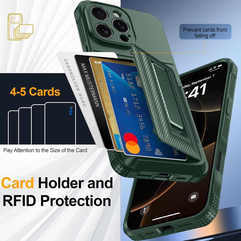 Oneagle Wallet for iPhone 16 Pro Max Case with Card Holder (4-5 Cards) [RFID Blocking] [Privacy Screen Protector] Full Camera Protection & Kickstand, 15FT Shockproof Phone Case for iPhone 16 Pro Max