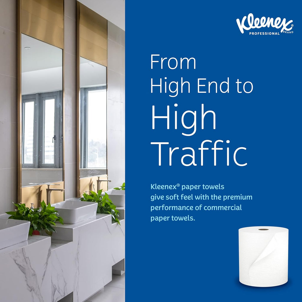 Kleenex Professional Universal Hard Roll Paper Towels, Bulk (01080), Hardwound 1.5" Core, Premium Absorbency Pockets, White (12 Rolls at 425' Each, 5,100'/Case)
