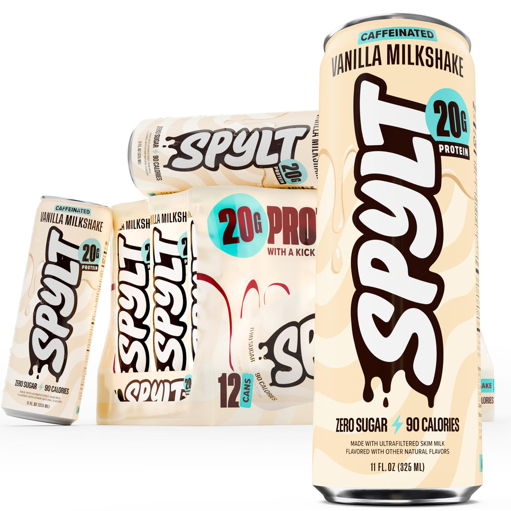 Spylt High Protein Milk - 6 Flavor Variety Pack with 60mg Caffeine & 20g Protein - 90 Calories, Ready to Drink, Sugar Free, Lactose Free Milk, Perfect for Workout Recovery & Afternoon Pick Me Up - 12 Count - Packaging May Vary