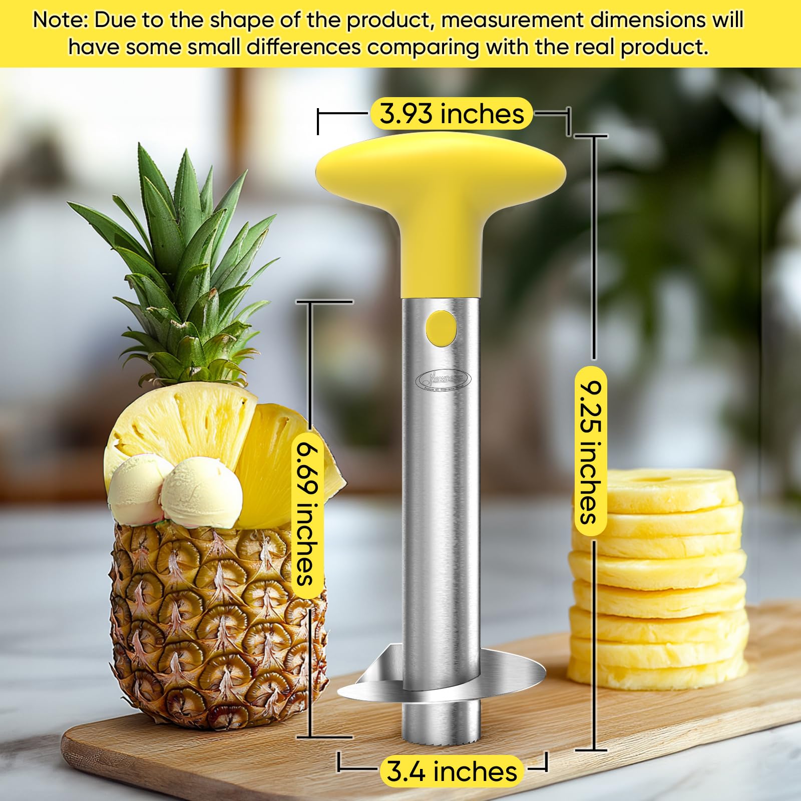 Pineapple Corer, [Upgraded, Reinforced, Thicker Blade] Newness Premium Pineapple Corer Remover, Stainless Steel Pineapple Core Remover Tool for Home & Kitchen with Sharp Blade for Diced Fruit Rings