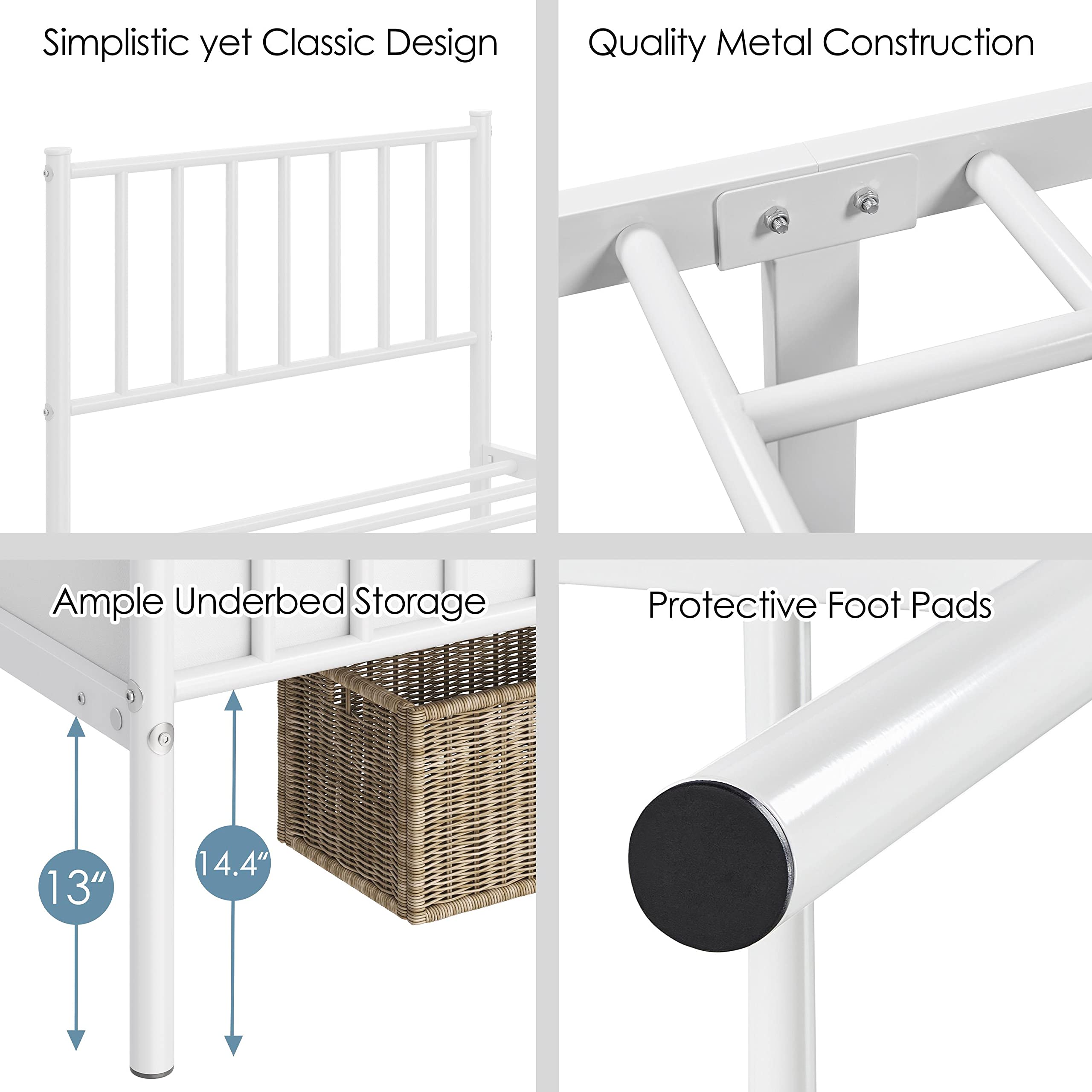 Yaheetech Twin Bed Frame Metal Platform Bed Frame Mattress Foundation with Spindle Headboard & Footboard/No Box Spring Needed/14 Inch Underbed Storage/Firm Support & Easy Set up Structure, Black