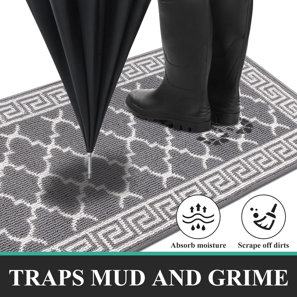 Pauwer Door Mat Indoor Entrance 20"x60" Absorbent Dirt Trapper Welcome Mats for Front Door Washable Entryway Rugs Ultra Thin Doormat Non Slip Runner Rugs for Hallway Kitchen Laundry Room, Beige