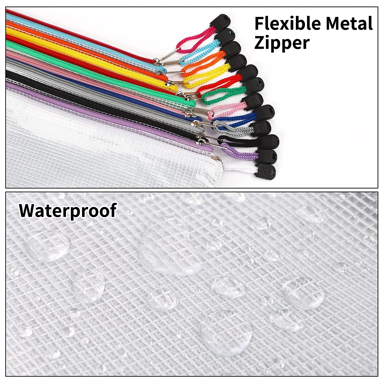 EOOUT 24pcs Mesh Zipper Pouch Bags A3 Extra Large Document Bag with Label Pocket, 16.9x12 Inches, Plastic Zip File Folders, Puzzles, Board Game Storage for Organizing Office Home