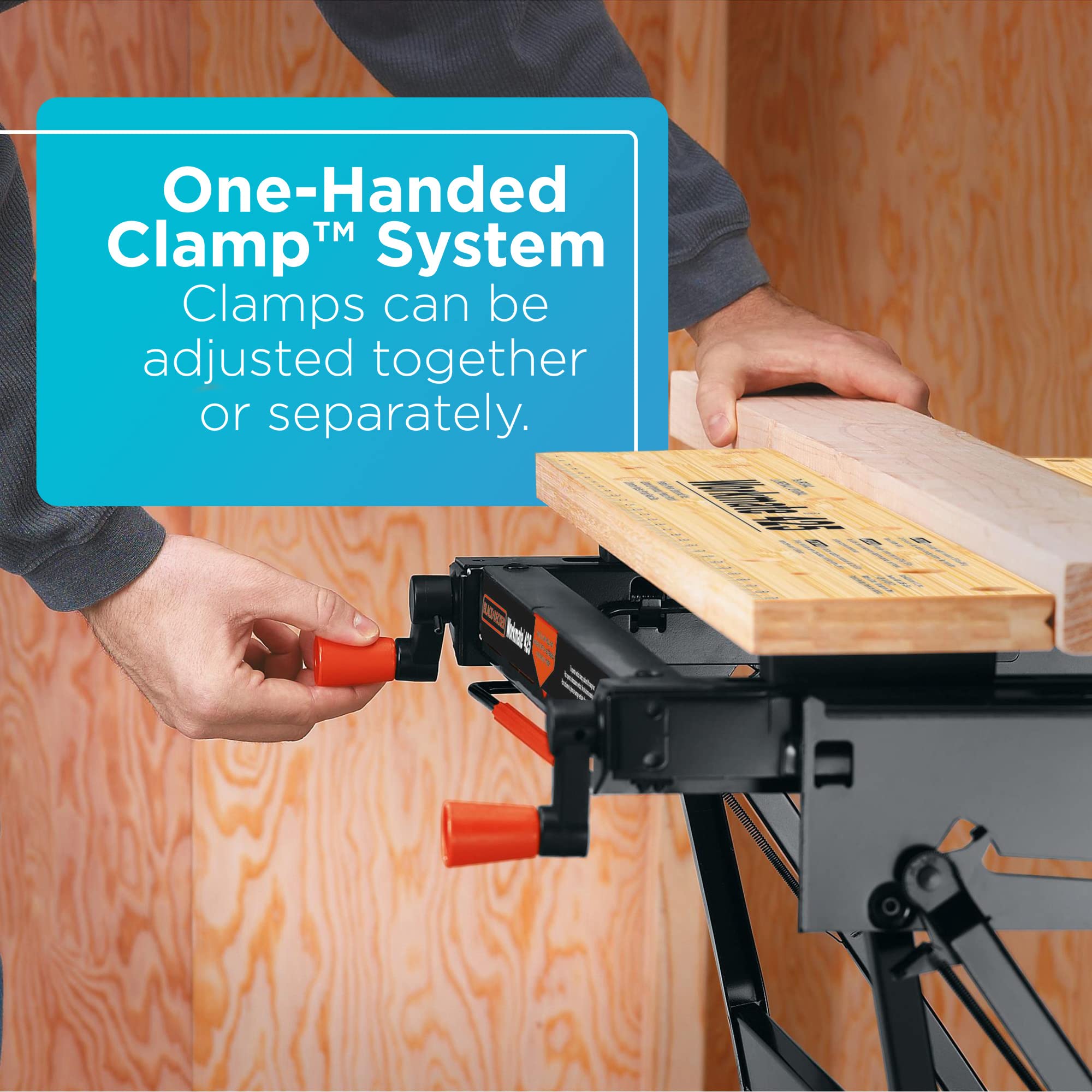 BLACK+DECKER Portable Workbench, Project Center and Vise with IRWIN QUICK-GRIP Clamps, One-Handed, Mini Bar, 6-Inch, 4-Pack (WM425-A & 1964758)