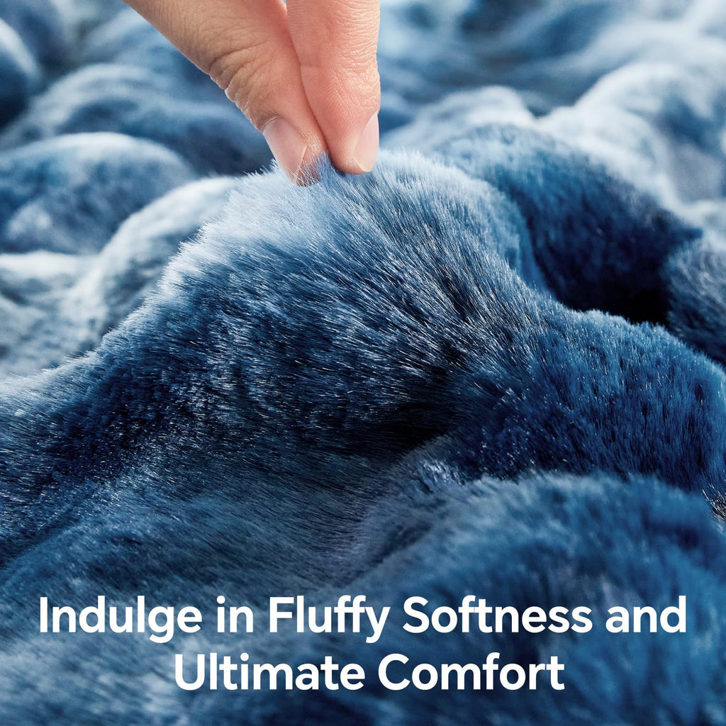 BEDELITE Faux Fur Throw Blanket, Soft Cozy Plush Dark Grey Bubble Blanket for Couch Sofa Bedroom Living Room Decor - 870GSM Thick Warm Fuzzy Fluffy Faux Rabbit Fur Blanket, 50x60 Inches
