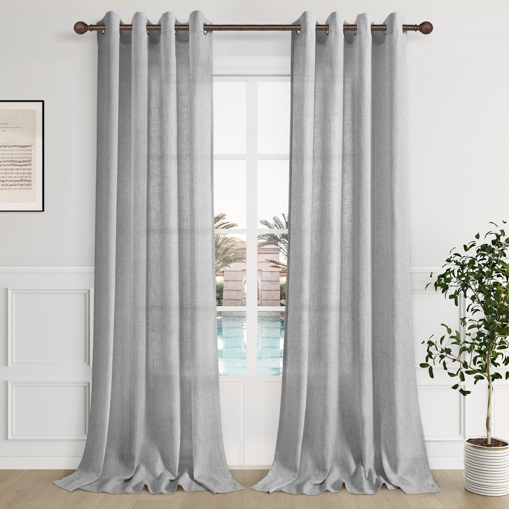 Aersas Black Bedroom Linen Curtains 63 Inch Length 2 Panel Privacy Energy Efficient Semi Sheer Black Linen Drapes for Living Room Modern Farmhouse Grommet Window Curtain for Nursery Office 52x63