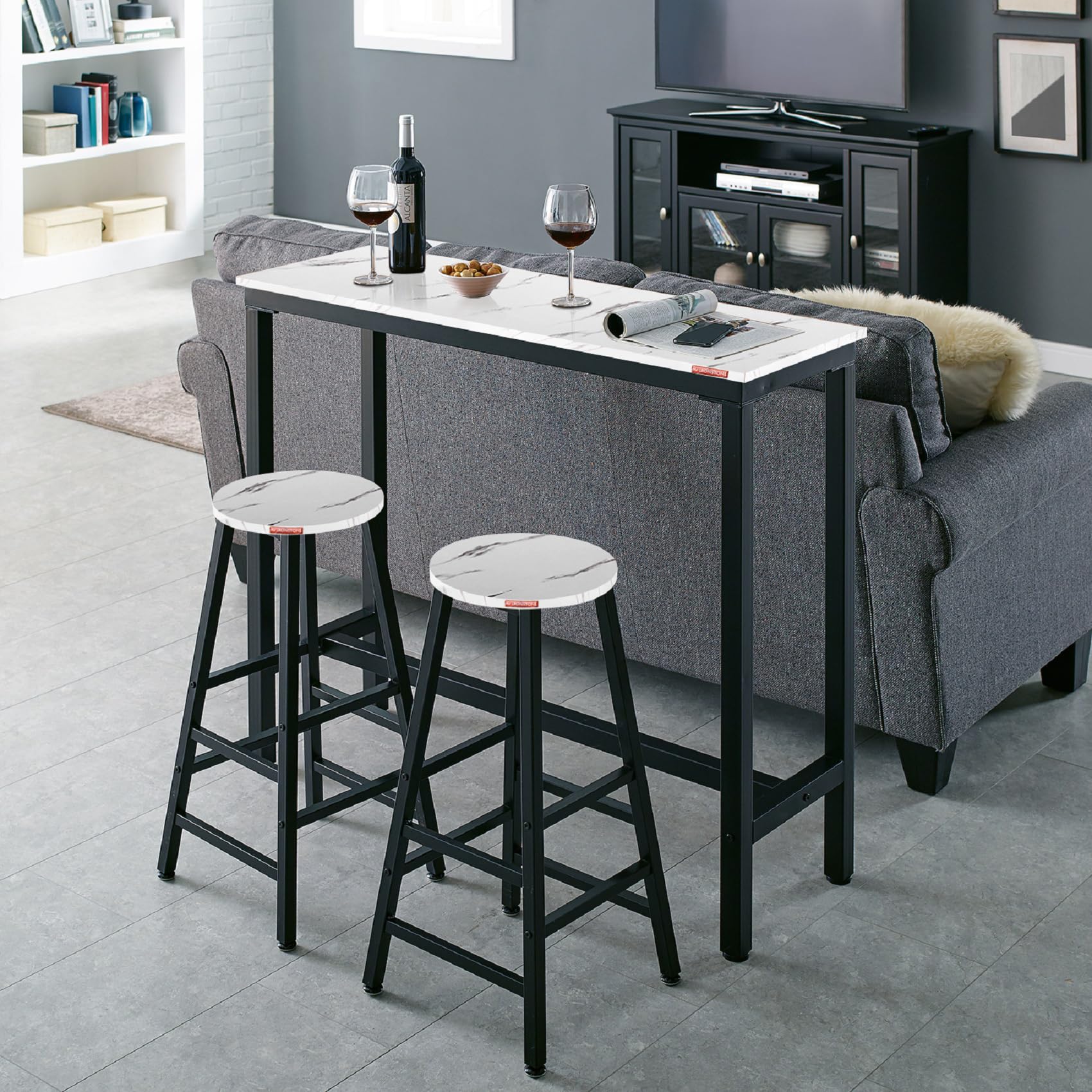 Mr IRONSTONE Bar Table, 47" Pub High Top Table Rectangular Bar Height Table Sofa Console/Dining Coffee Table, for Narrow Space, Living Room, Vintage
