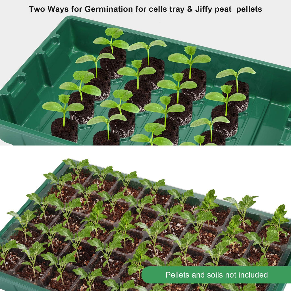 MIXC Seed Starter Tray with Lights, 2 Packs Mini Propagator Plant Grow Kit Greenhouse with Humidity Vented Domes and Base for Seeds Starting, Black