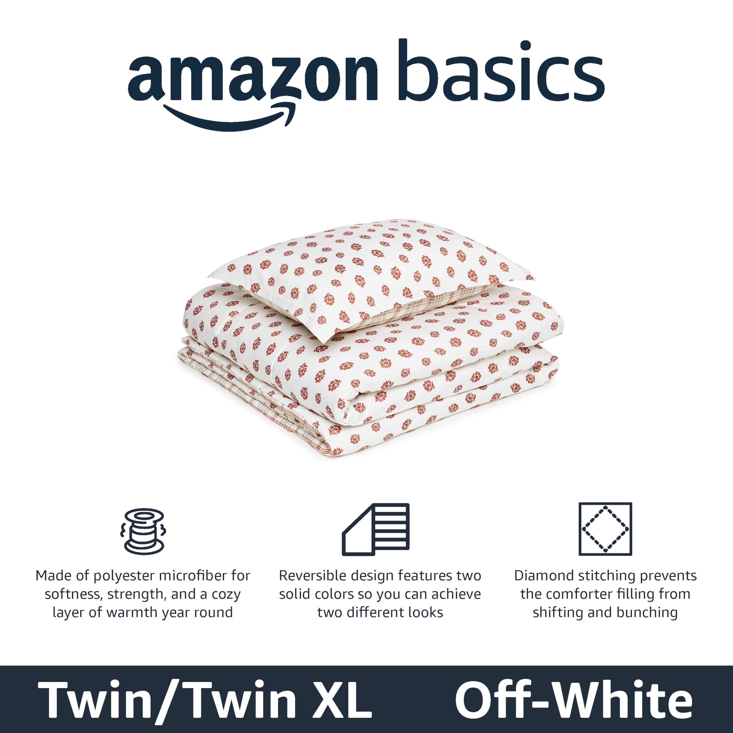 Amazon Basics Reversible Lightweight Microfiber All Season Comforter Blanket, Twin/Twin XL, Burgundy/Grey (Pack of 2)