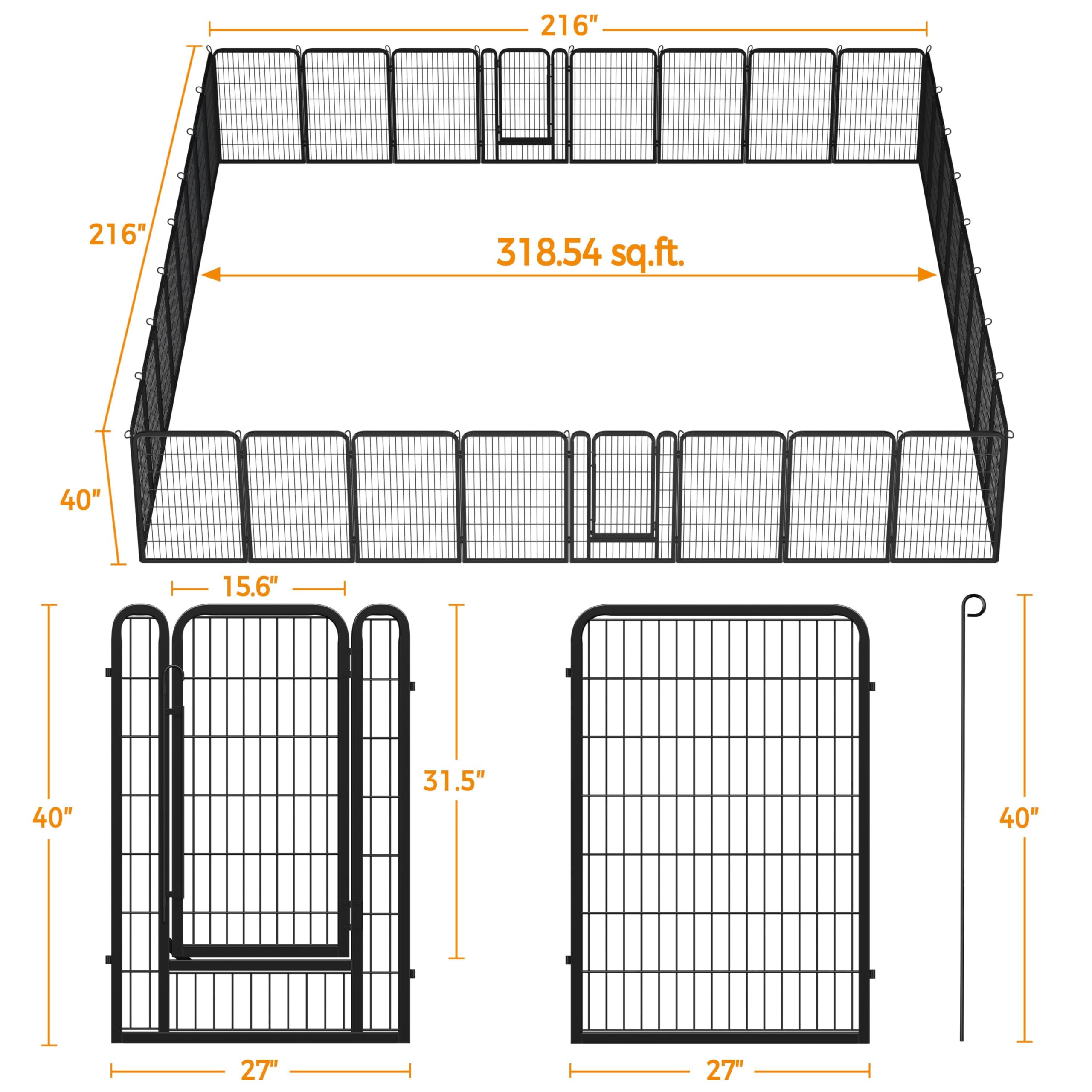 Yaheetech Dog Playpen, 24 inch 2 Panels Dog Pen for Indoor Heavy Duty Puppy Exercise Pen Metal Pet Fence for RV Camping/Yard/Garden