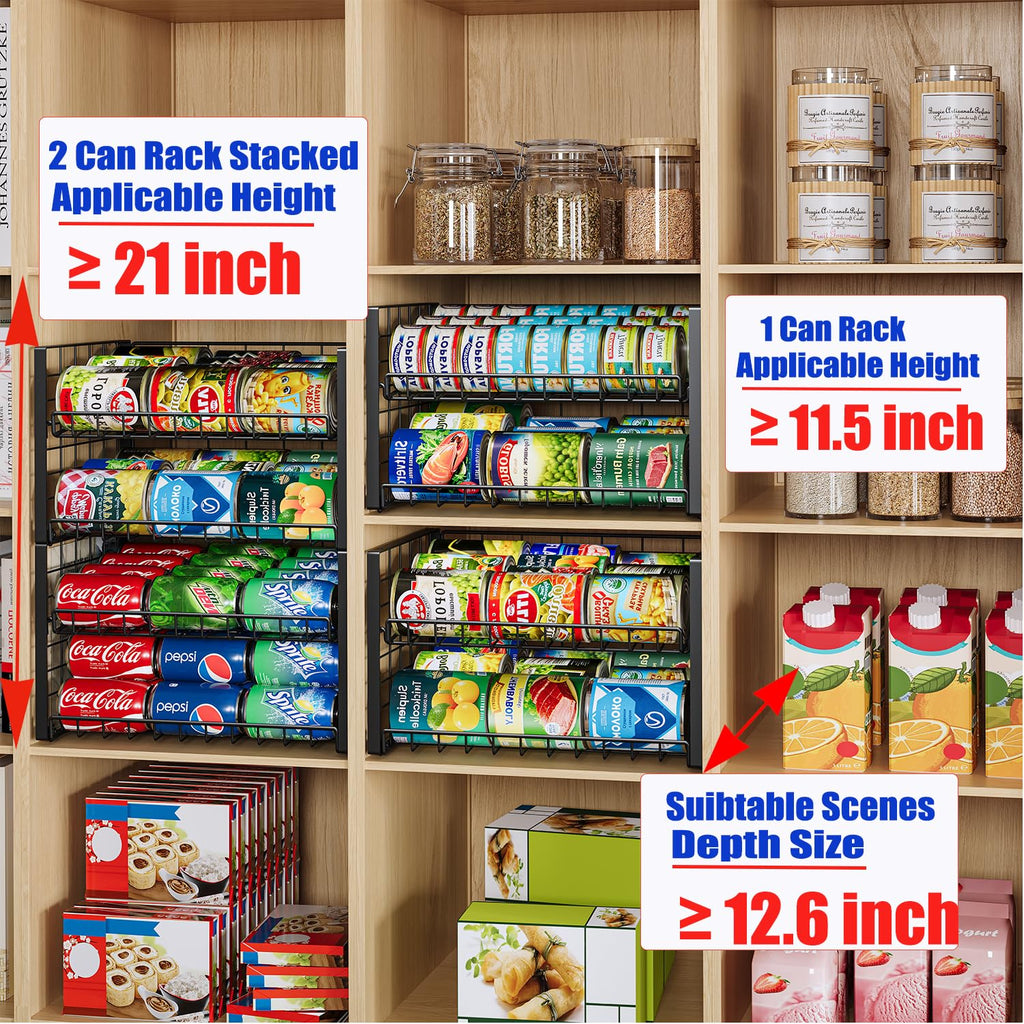 JKsmart 3-Tier Stackable Can Rack Organizer for Pantry, Adjustable Can Storage Holder for Various Ounces of Canned food Soda Drinks, Can Dispenser for Kitchen Cupboard Cabinet, 2 Pack