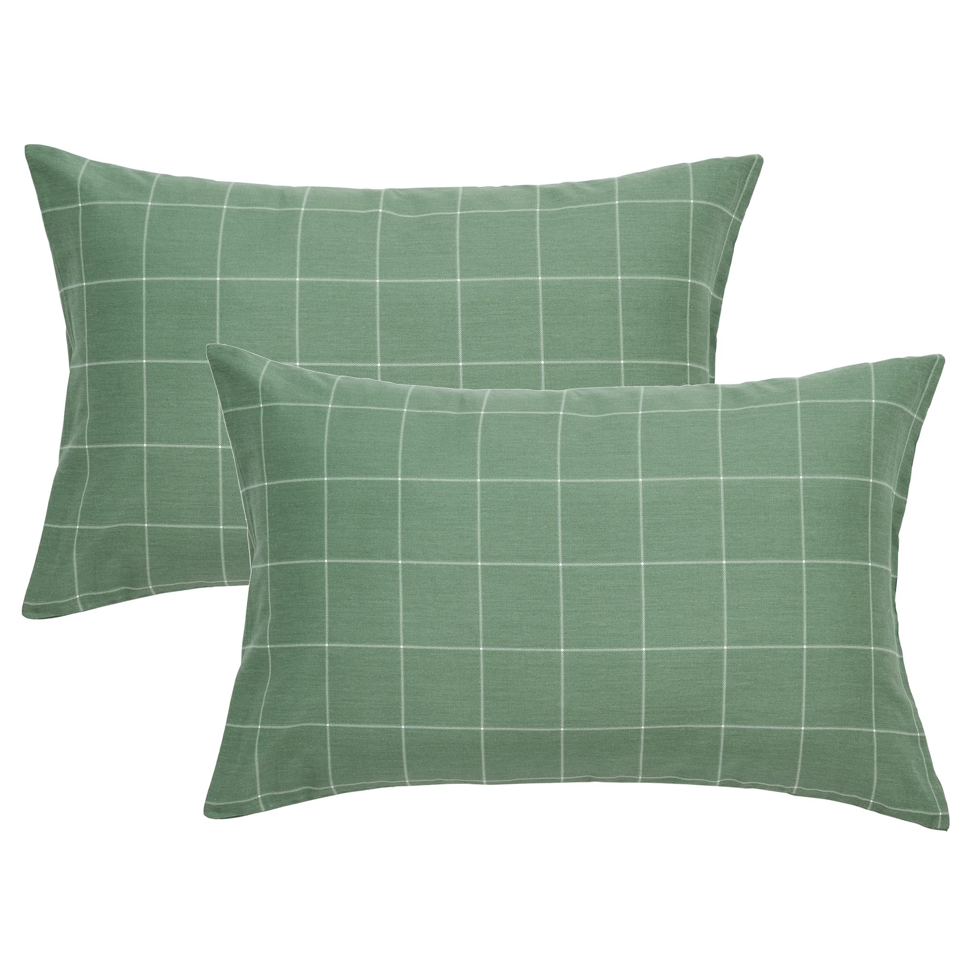 JELLYMONI Cotton Striped Pillowcases Set of 2, Sage Green, Standard | Soft breathable feel, Envelope closure, 400TC cotton, Machine washable, Gentle on skin