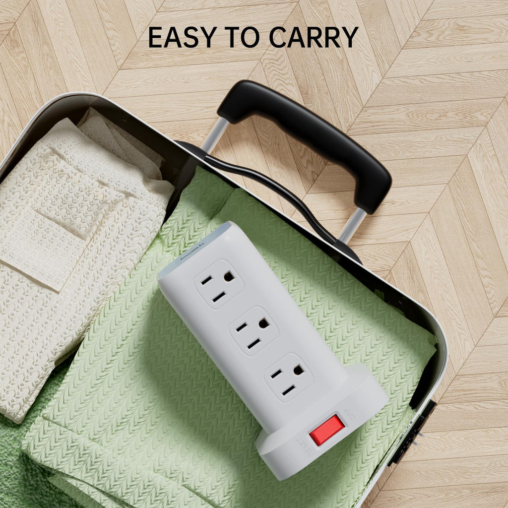 Tower Surge Protector Power Strip with 12 Outlets 4 USB (1 USB C), 6.5Feet Extension Cord with Multiple Outlets, Charging Station, Power Strip Tower, Office Desk Supplies