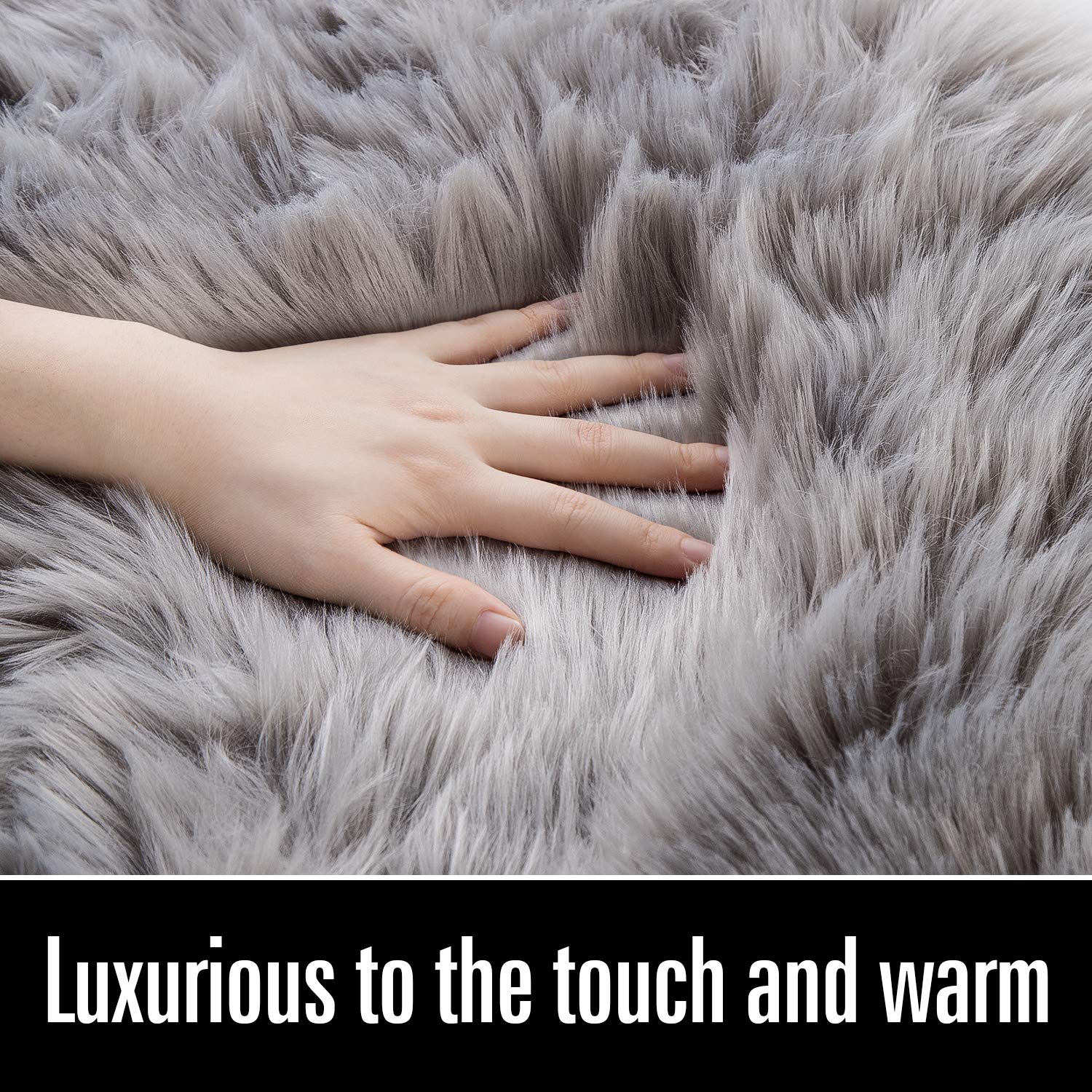 LOCHAS Soft Fluffy Faux Fur Rugs for Bedroom Bedside Rug 2x3 Feet, Washable, Furry Sheepskin Area Rug for Living Room Girls Room, Luxury Shag Carpet Home Decor, Beige