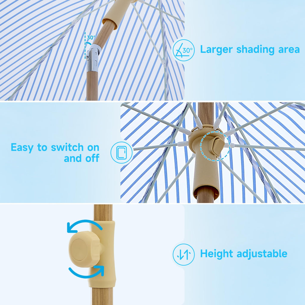 6.5FT Boho Patio Umberlla with Fringe,UPF50+ Outdoor Umbrella with Fiberglass Ribs and Push Button Tilt,Tassels Umbrella for Beach,Terrace,Picnic