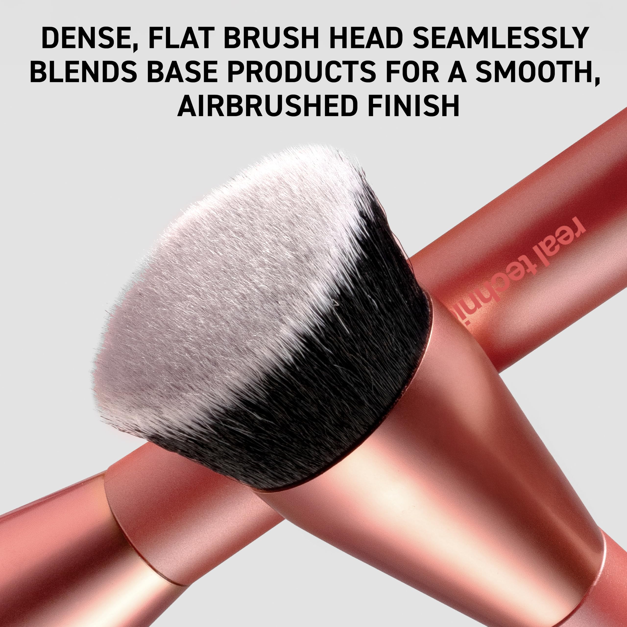 Real Techniques Glow Round Base Makeup Brush, For Liquid & Cream Makeup, Flat Top Foundation Brush For Buffing & Blending Up Coverage, Dense, Synthetic Bristles, Vegan & Cruelty Free, 1 Count