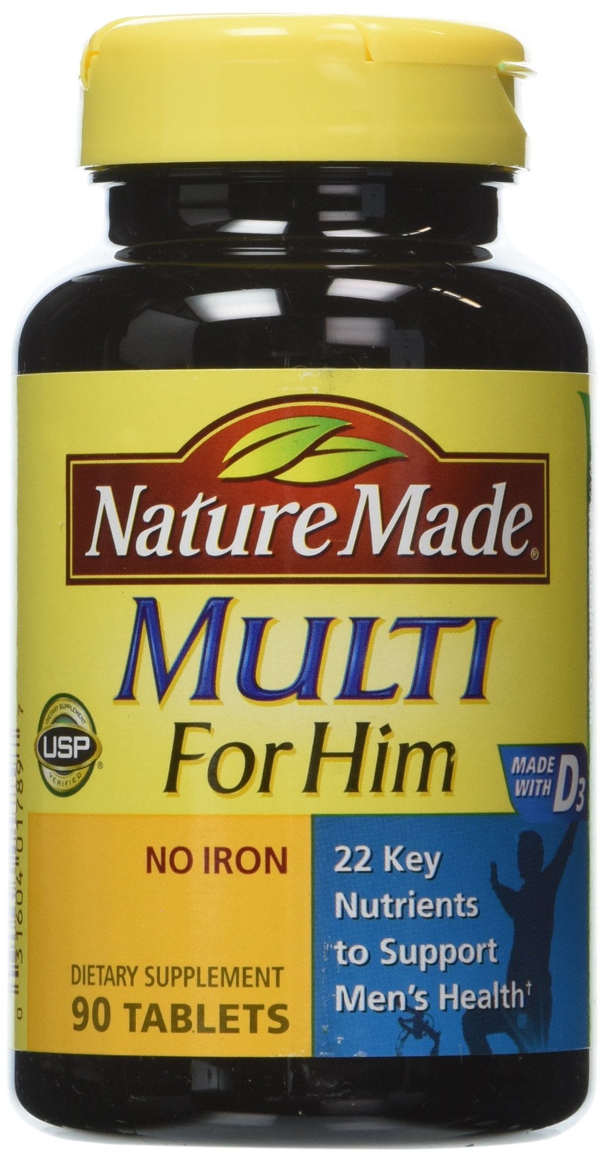 Nature Made Multivitamin for Him, Mens Multivitamins with No Iron, Daily Nutritional Support, Nature Made Multi Mens Vitamins & Minerals, 90 Tablets, 90 Day Supply