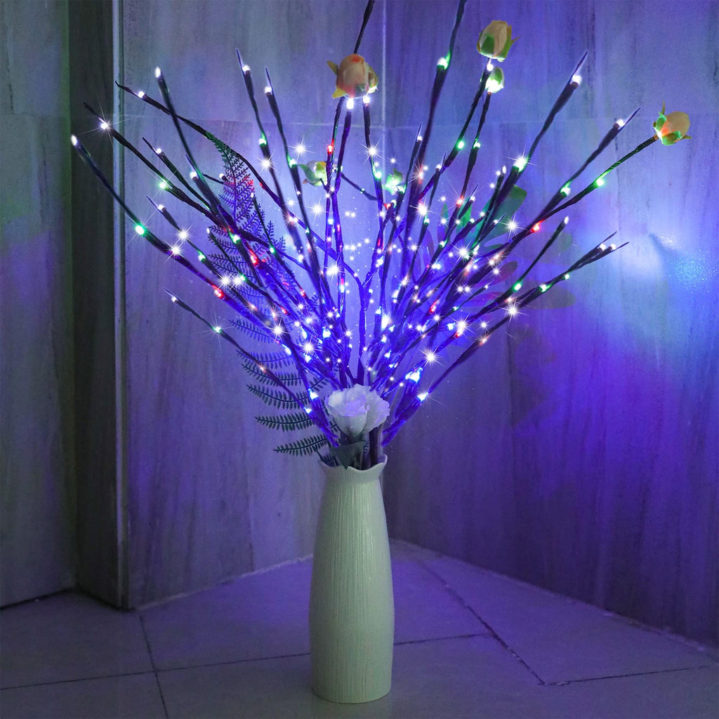 DK177 2 Pack Led Branch Light Battery Operated Lighted Branch Vase Filler Willow Tree Artificial Little Twig Power Brown 30 Inch 20 LED for Home Outdoor Indoor Romantic Decoration, White Light