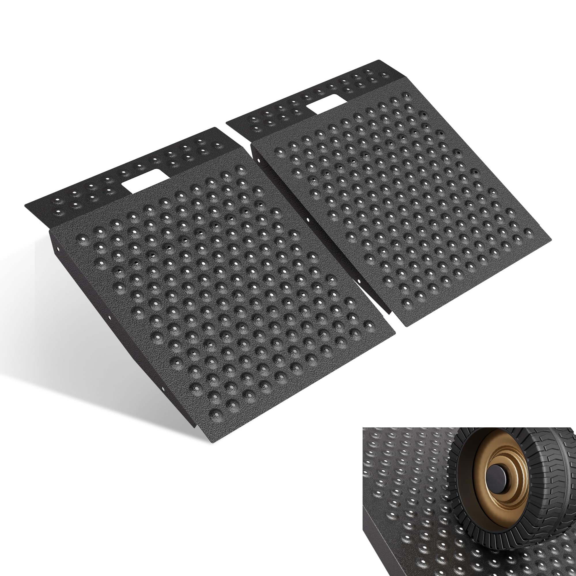 VNN 29" x 24" Shed Ramp for Riding Mower - 750 LB Capacity Shed Ramps, Anti-Slip Punch Plate Ramp for ATV, Motorcycles, Garages & Barns (1PC,Black, Alloy)