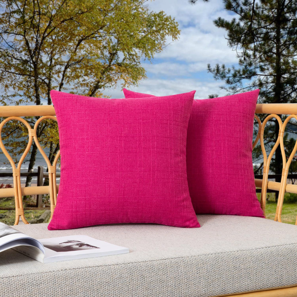 Kevin Textile Pack of 2 Outdoor Waterproof Pillow Covers Checkered Decorative Cushions Sham Throw Pillowcases Shell for Patio Tent Garden Couch Bed Sofa 16x16 Inch Army Green