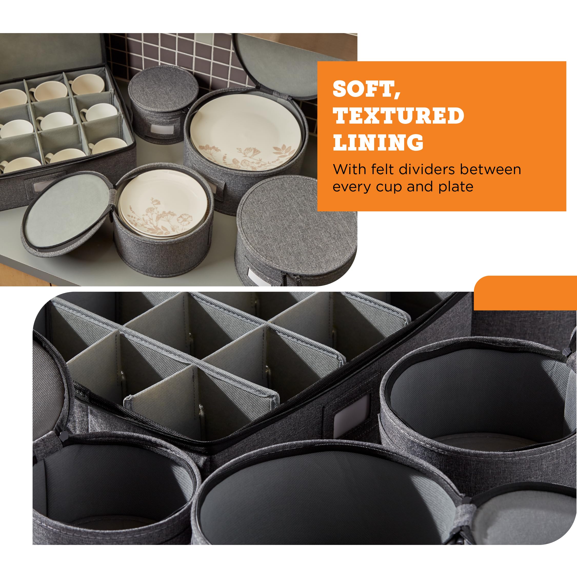 storageLAB Wine Glass Storage Containers, Hard Shell Organizer for Stemware and Glassware Sets, Stackable Wine Glass Storage Box with Dividers for Kitchen and Moving Supplies - 1 Pack, Cream