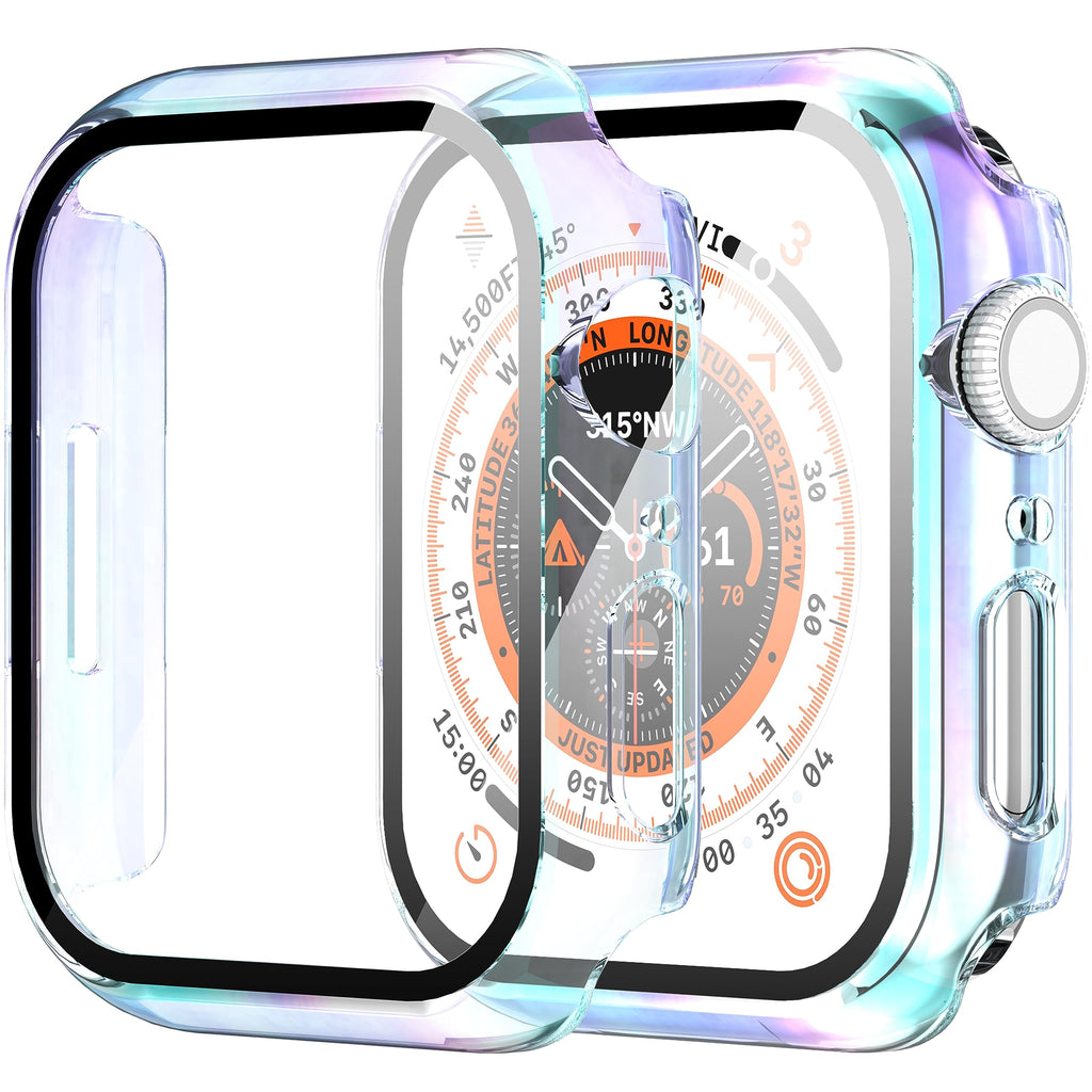 Diruite 2-Pack for Apple Watch Series 3/2/1 38mm Case, Ultra-Thin All-Around Tempered Glass Screen Protector Protection Cover for iWatch 38mm - Black