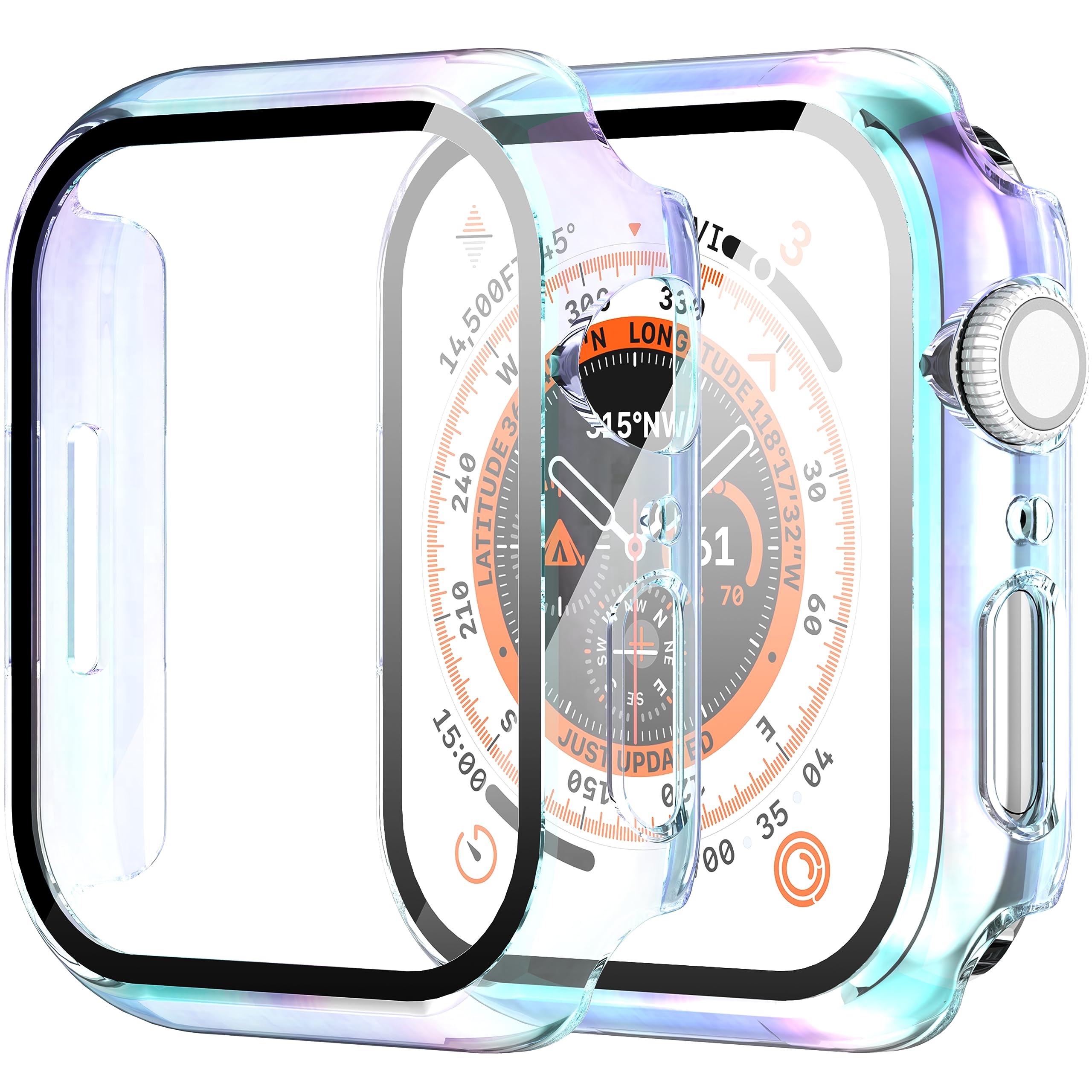 Diruite 2-Pack for Apple Watch Series 3/2/1 38mm Case, Ultra-Thin All-Around Tempered Glass Screen Protector Protection Cover for iWatch 38mm - Black