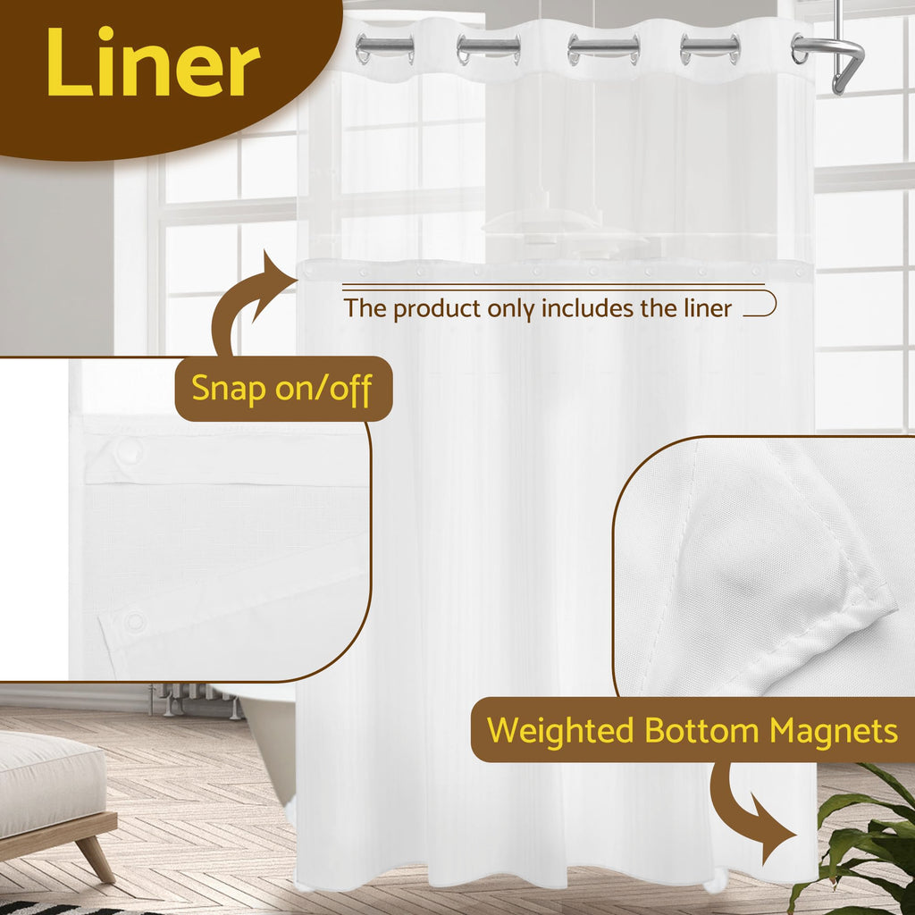 Barossa Design Fabric Snap-in Liner 70" W x 54" H - Hotel Style Removable Replacement Inner Liner, Machine Washable & Water Repellent - Black, 70x54