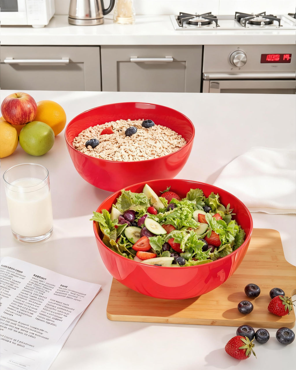 Hioasis 8 Pack Plastic Serving Bowls 128oz Black Plastic Bowls Heavy Duty Disposable Serving Bowls for Party Snack & Salad & Candy & Bar Buffet & Wedding