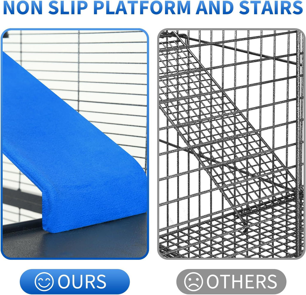 Metal Small Animal Cage 6-Tier Ferret Sugar Glider Cage for Chinchillas/Guinea Pig/Rabbit/Large Hamste Rolling Critter Nation Cage with Flannel ramps, Removable Tray,6 Doors Easy Clean