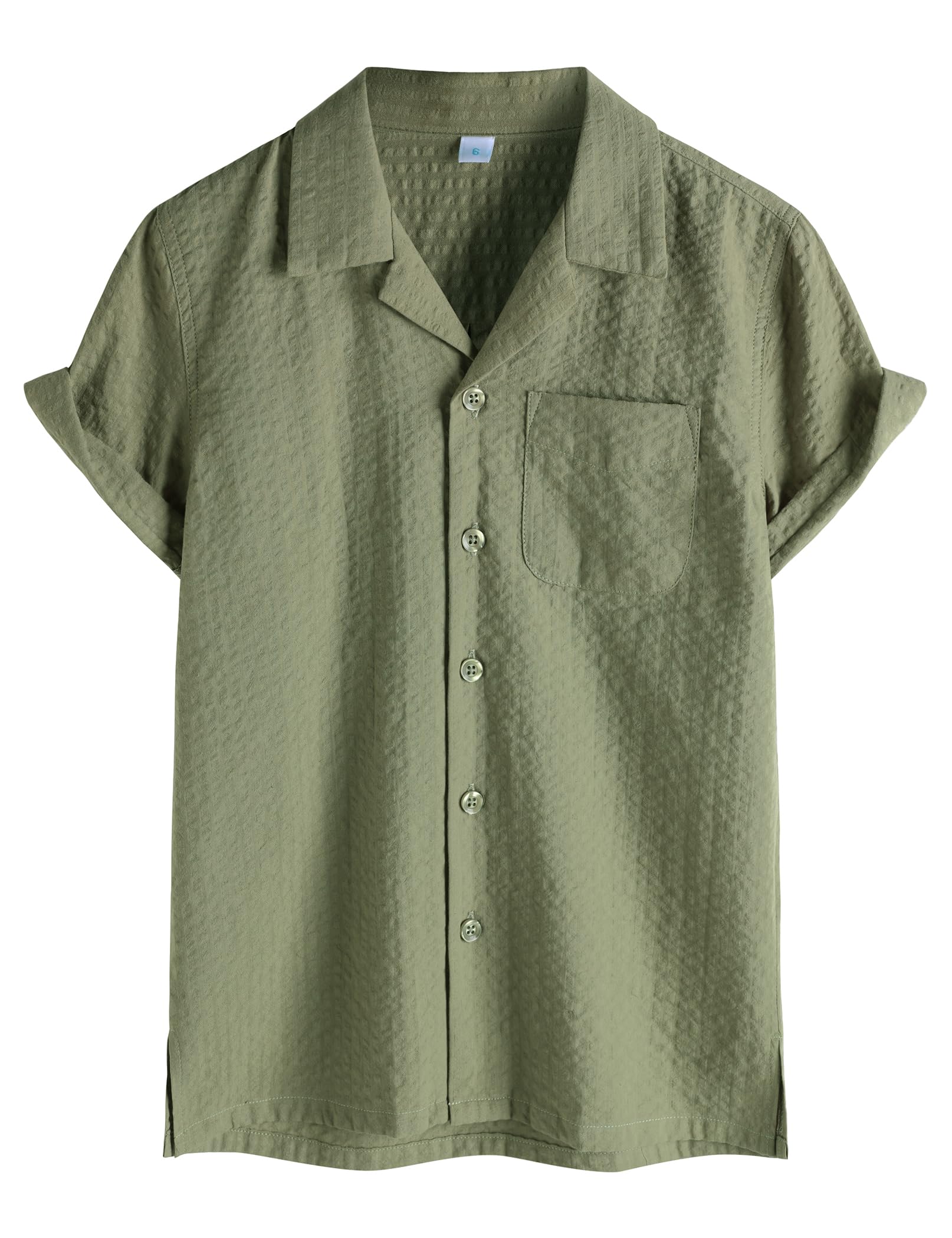 VATPAVE Boys Button Down Shirt Short Sleeve Casual Hawaiian Shirt Cuban Collar Summer Beach Shirts with Pocket