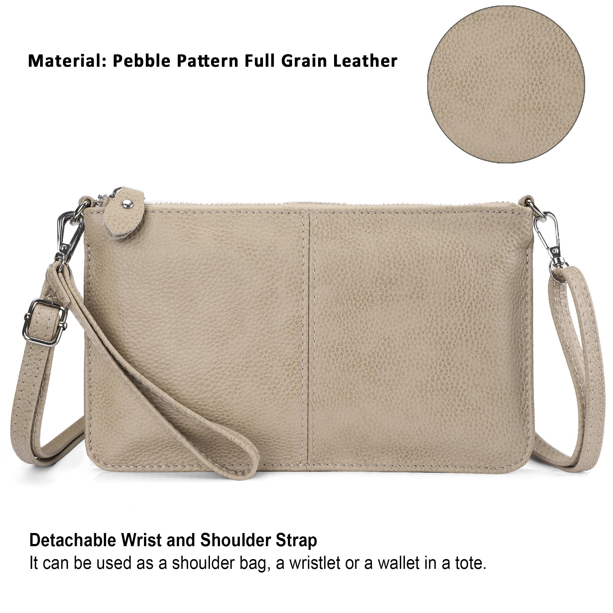 befen Genuine Leather Wristlet Clutch Wallet Purses Small Crossbody Bags for Women with RFID Blocking Card Slots