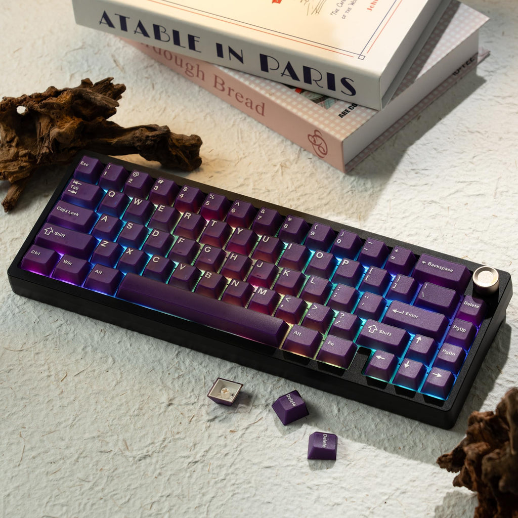 dagaladoo Black Topographic keycaps Double Shot PBT keycaps Shine Through Keyboard Keys Side Printed Key caps Cherry Profile Custom keycap Set for100%, 75%, 65%, 60% US Layout Mechanical Keyboard